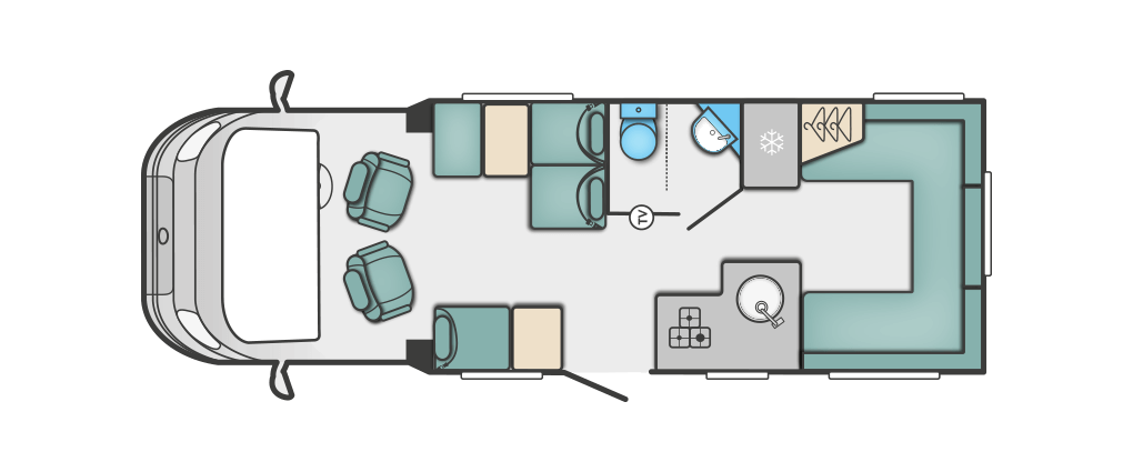 layout of the 2019 Swift Coastline Design Edition 685.